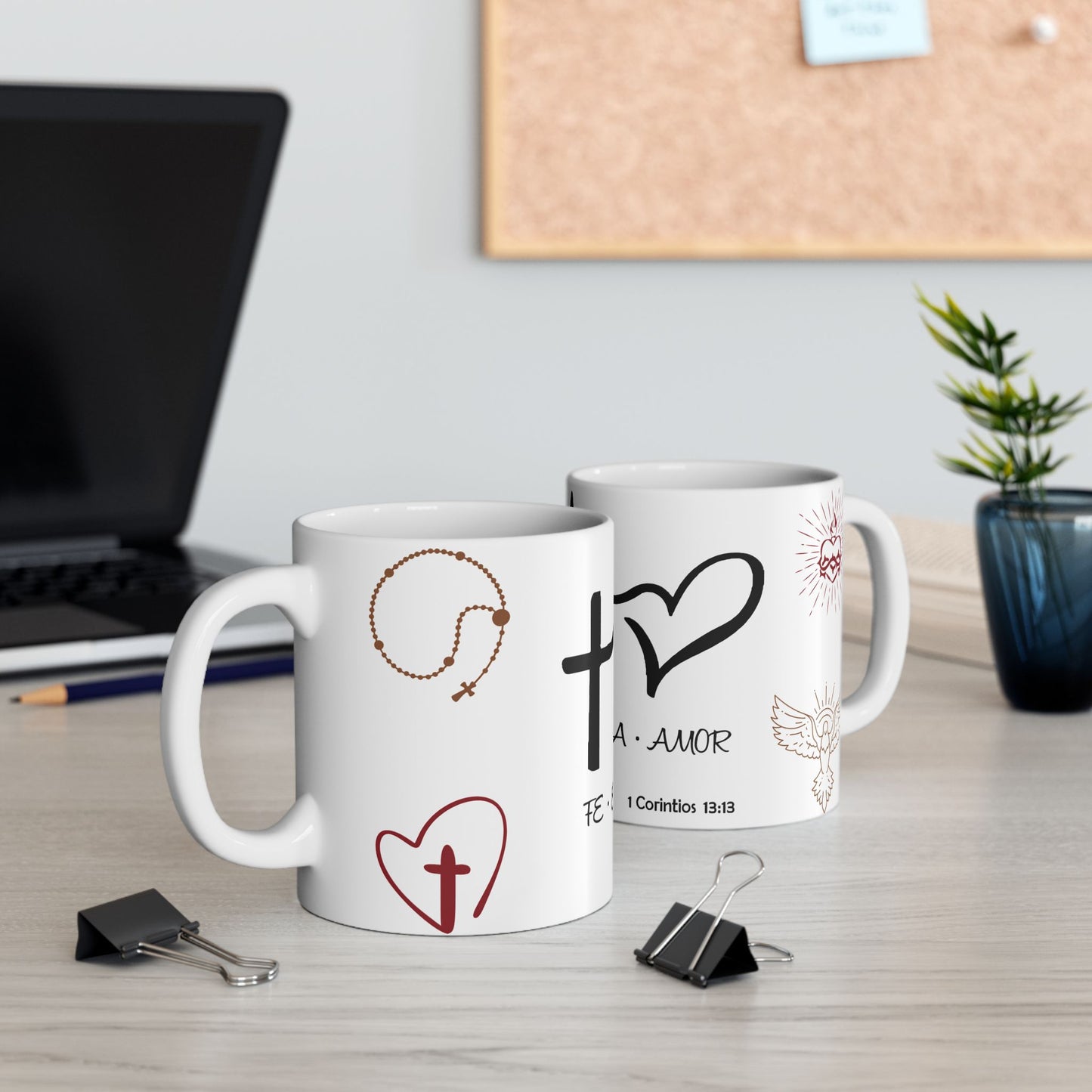 Taza de Cerámica 11oz con Mensaje Bíblico – Inspiración Diaria para Personas de Fe