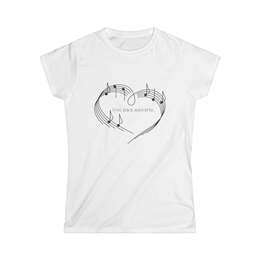 Camiseta para Mujer con Diseño de Nota Musical – Amor por la Música en Estilo Softstyle