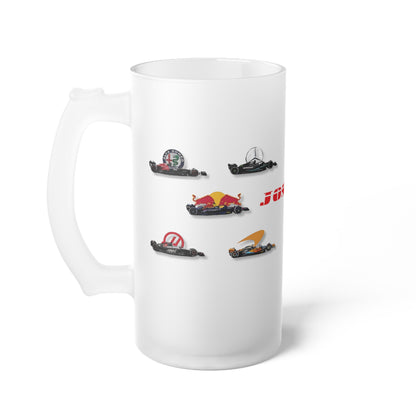 Jarra Cervecera Personalizada en Vidrio Frosted para Fanáticos de la F1 – Regalo Ideal para Papá