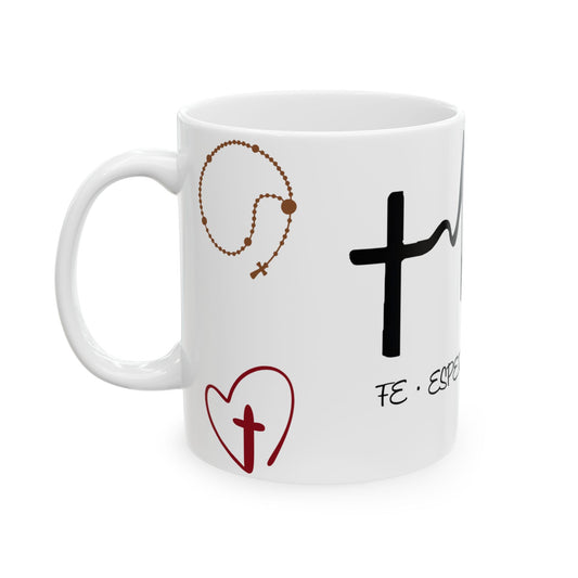 Taza de Cerámica 11oz con Mensaje Bíblico – Inspiración Diaria para Personas de Fe