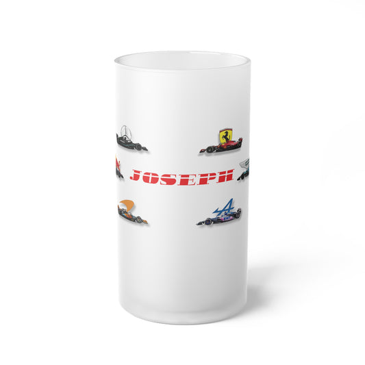 Jarra Cervecera Personalizada en Vidrio Frosted para Fanáticos de la F1 – Regalo Ideal para Papá