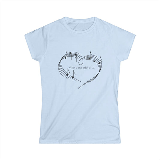 Camiseta para Mujer con Diseño de Nota Musical – Amor por la Música en Estilo Softstyle