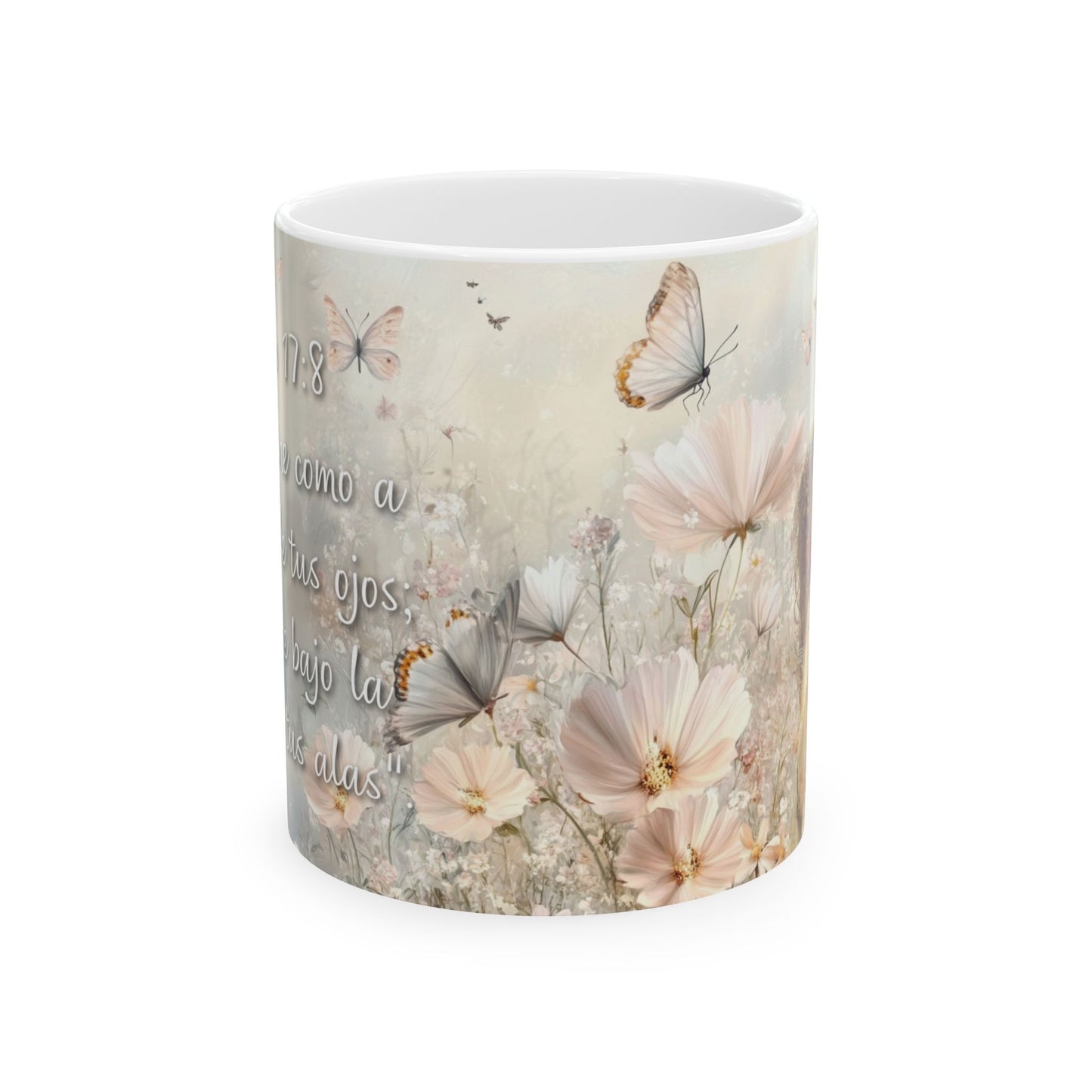Taza Cristiana con Versículo – Salmo 17:8 | Cerámica 11oz