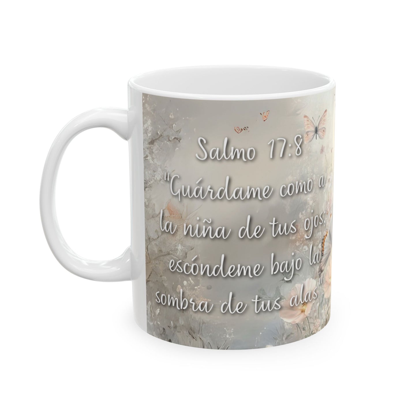 Taza Cristiana con Versículo – Salmo 17:8 | Cerámica 11oz